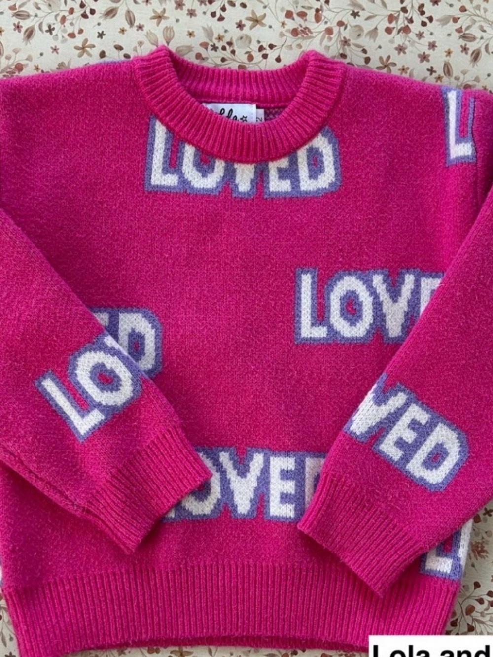 Lola and the boys : 4T pink LOVED' Crewneck Sweater